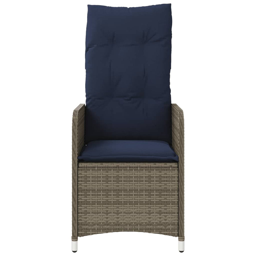 Tuinstoelen 2 st verstelbaar met kussens poly rattan grijs