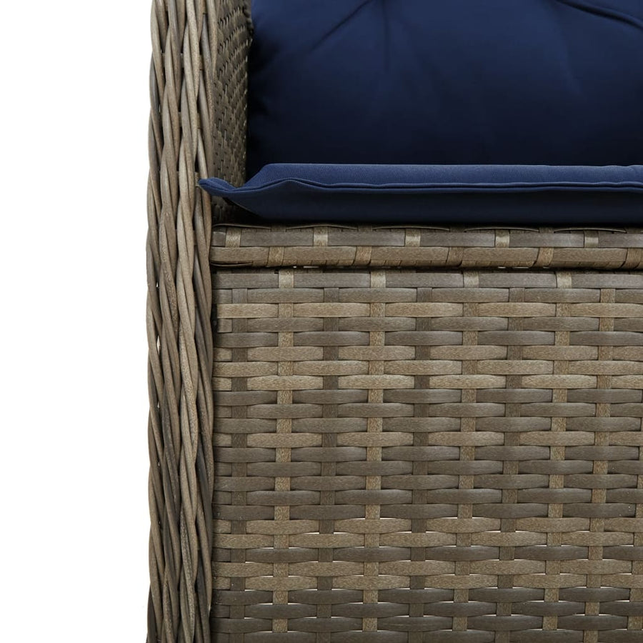 Tuinstoelen 2 st verstelbaar met kussens poly rattan grijs