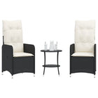 Garden chairs 2 pcs adjustable with table poly rattan black