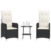 Tuinstoelen 2 st poly rattan zwart verstelbaar met tafel