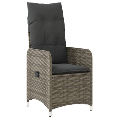 Tuinstoelen 2 st verstelbaar met tafel poly rattan grijs