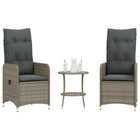 Garden chairs 2 pcs adjustable with table poly rattan grey