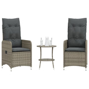 Tuinstoelen 2 st poly rattan grijs verstelbaar met tafel