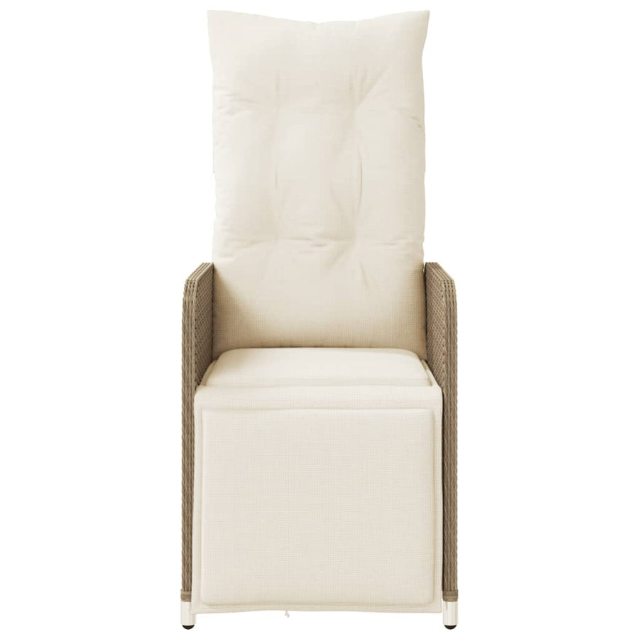 Tuinstoel verstelbaar met kussens poly rattan beige