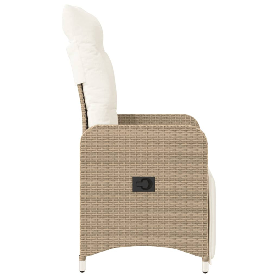 Tuinstoel verstelbaar met kussens poly rattan beige
