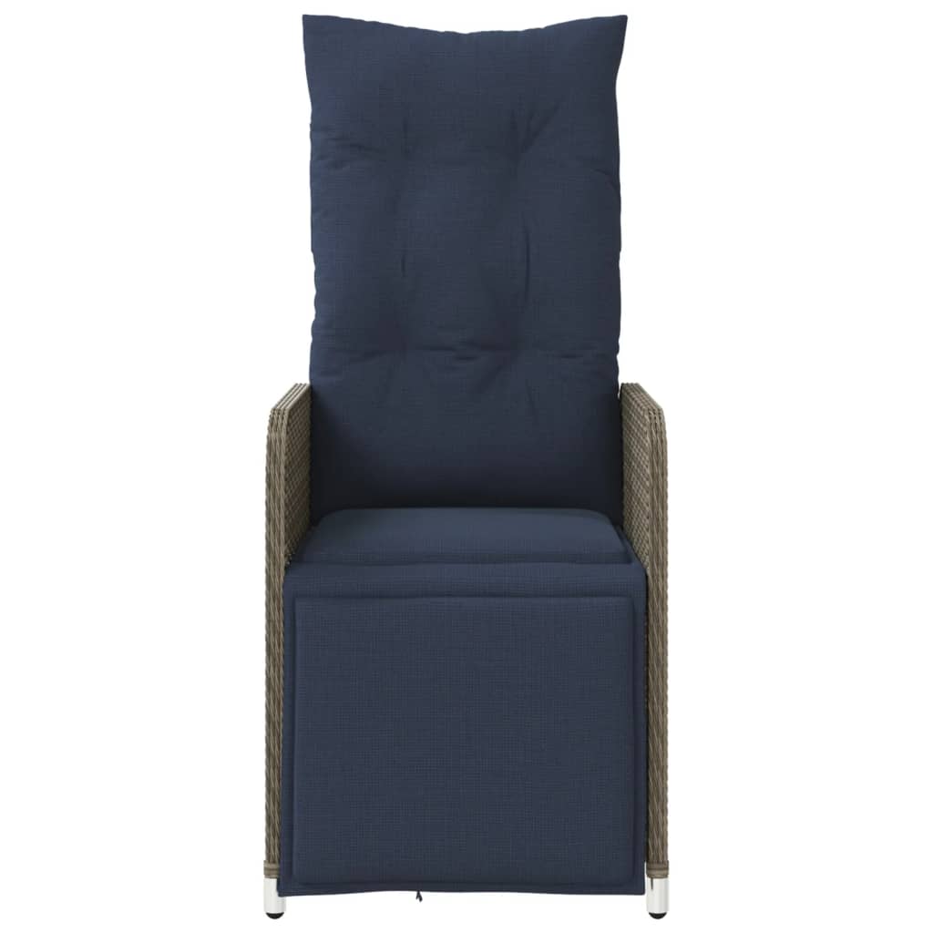 Tuinstoel verstelbaar met kussens poly rattan grijs