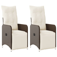 Tuinstoelen 2 st verstelbaar met kussens poly rattan bruin