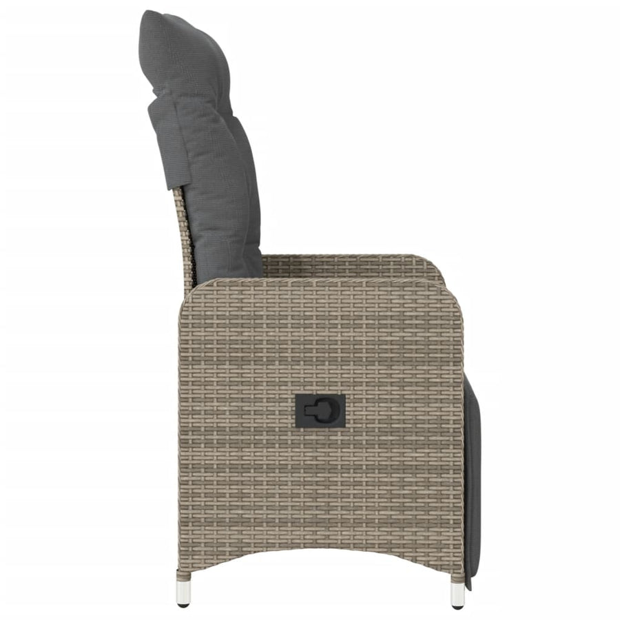 Tuinstoelen 2 st verstelbaar met kussens poly rattan grijs