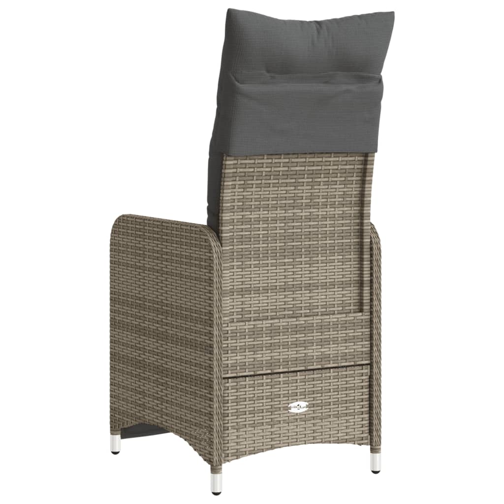 Tuinstoelen 2 st verstelbaar met kussens poly rattan grijs