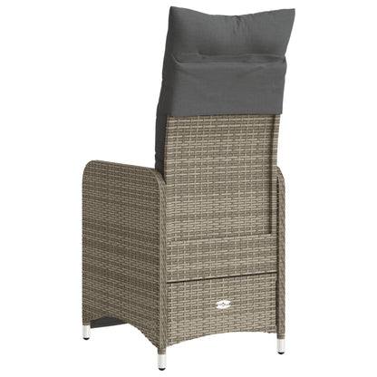 Tuinstoelen 2 st verstelbaar met kussens poly rattan grijs