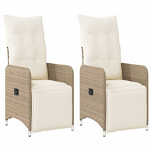 Tuinstoelen 2 st verstelbaar met kussens poly rattan beige