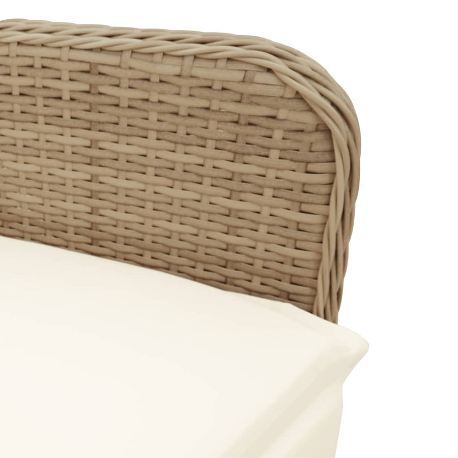 Tuinstoelen 2 st verstelbaar met kussens poly rattan beige