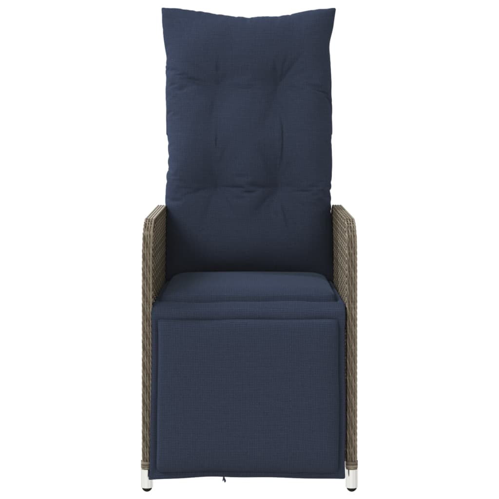 Tuinstoelen 2 st verstelbaar met kussens poly rattan grijs