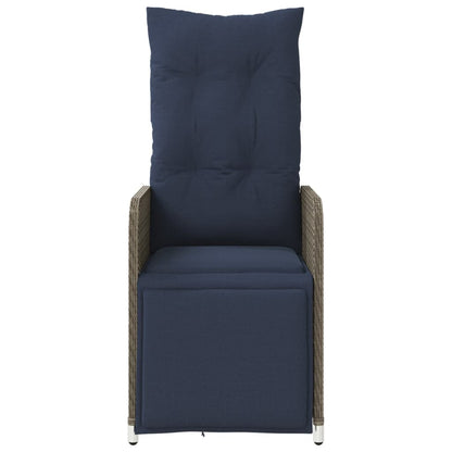 Tuinstoelen 2 st verstelbaar met kussens poly rattan grijs