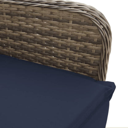 Tuinstoelen 2 st verstelbaar met kussens poly rattan grijs