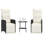 Garden chairs 2 pcs adjustable with table poly rattan black