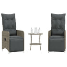 Garden chairs 2 pcs adjustable with table poly rattan grey