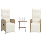 Garden chairs 2 pcs adjustable with table poly rattan beige