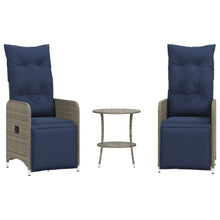 Tuinstoelen 2 st verstelbaar met tafel poly rattan grijs