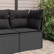 Tuinhoekbank poly rattan zwart met kussens