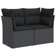 Tuinbank 2-Zits Met Kussens Poly Rattan Zwart