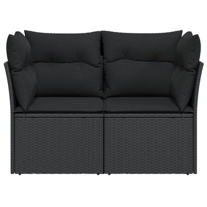 Tuinbank 2-Zits Met Kussens Poly Rattan Zwart