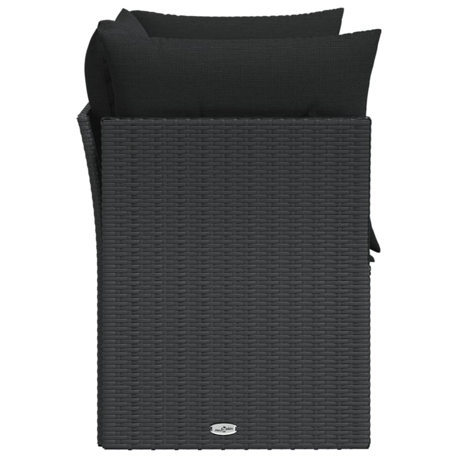 Tuinbank 2-Zits Met Kussens Poly Rattan Zwart