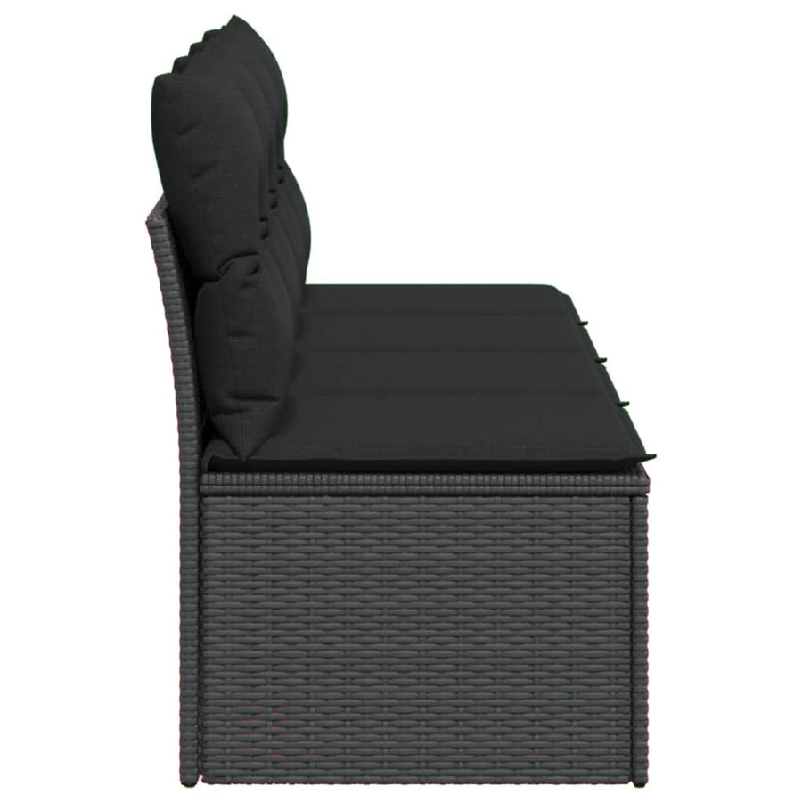 Tuinbank 4-Zits Met Kussens Poly Rattan Zwart