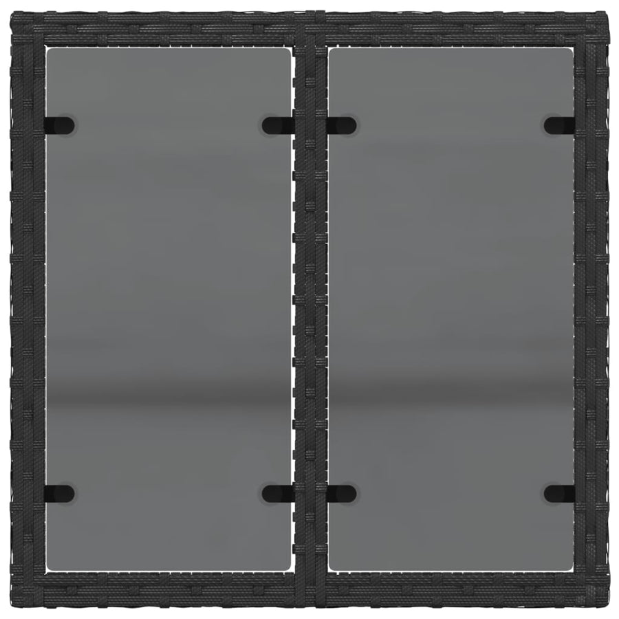 Tuintafel Met Glazen Blad 55X55X37 Cm Poly Rattan Zwart