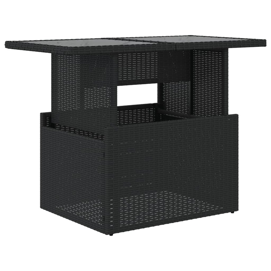 Tuintafel Met Glazen Blad 100X55X73 Cm Poly Rattan Zwart Crème