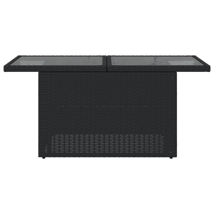 Tuintafel Met Glazen Blad 100X55X73 Cm Poly Rattan Zwart Crème