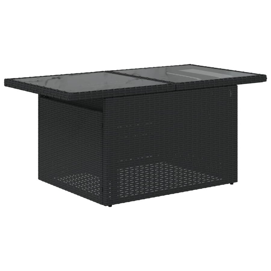 Tuintafel Met Glazen Blad 100X55X73 Cm Poly Rattan Zwart Crème