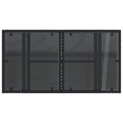 Tuintafel Met Glazen Blad 100X55X73 Cm Poly Rattan Zwart Crème