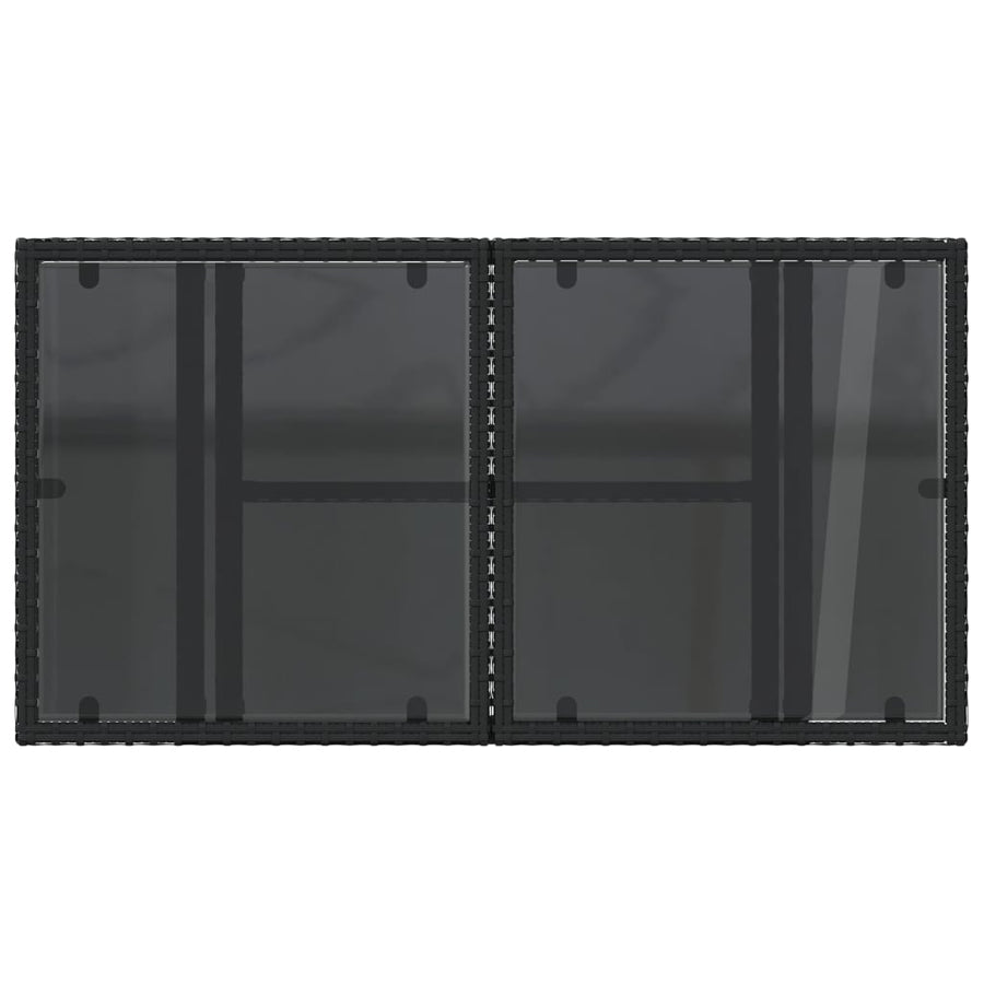 Tuintafel Met Glazen Blad 100X55X73 Cm Poly Rattan Zwart Crème