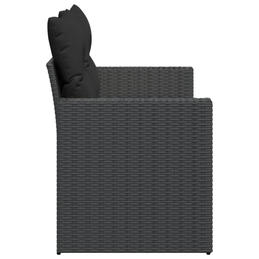 Tuinbank 2-Zits Met Kussens Poly Rattan Zwart