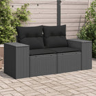 Garden bench with cushions 2-seater black poly rattan