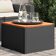 Tuintafel 55x55x37 cm poly rattan acaciahout zwart