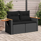 2-Seater Garden Bench with Cushions Poly Rattan Black