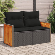 Tuinbank 2-zits poly rattan zwart