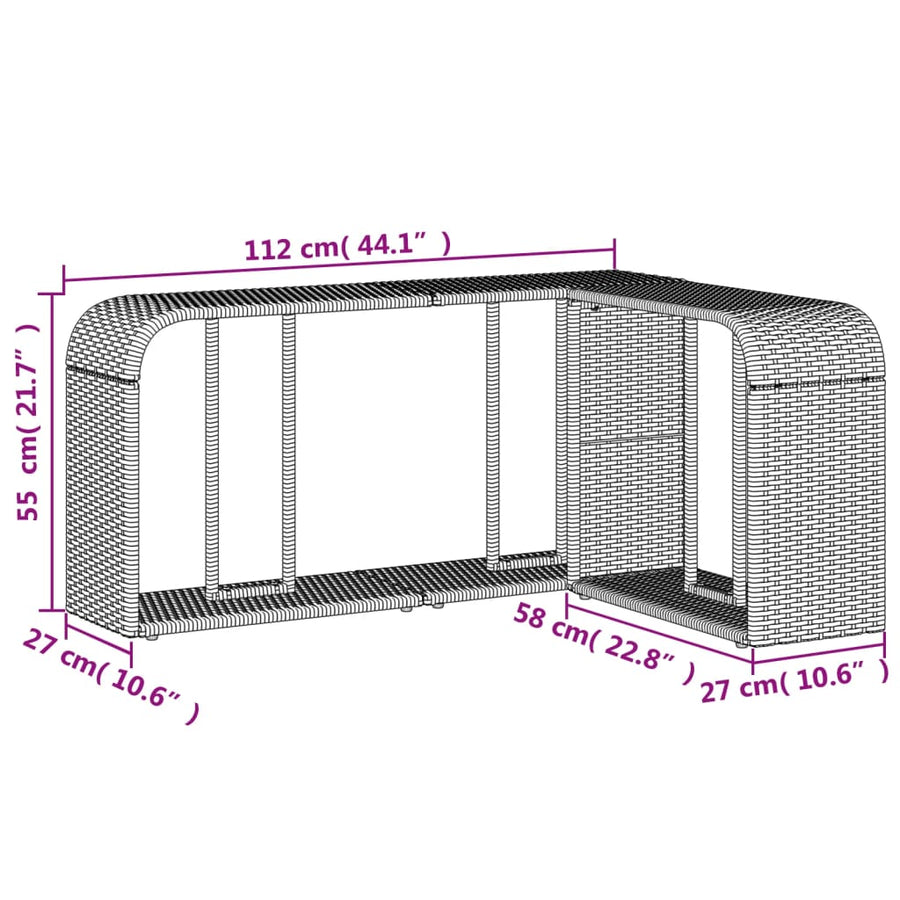 Opbergschappen 2 St Poly Rattan Zwart