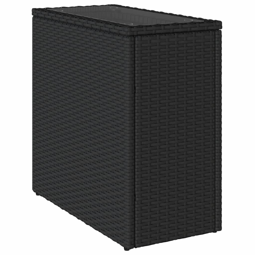 Tuinbijzettafel Met Glazen Blad 58X27,5X55 Cm Poly Rattan Zwart