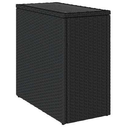 Tuinbijzettafel Met Glazen Blad 58X27,5X55 Cm Poly Rattan Zwart
