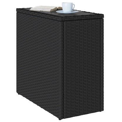 Tuinbijzettafel Met Glazen Blad 58X27,5X55 Cm Poly Rattan Zwart