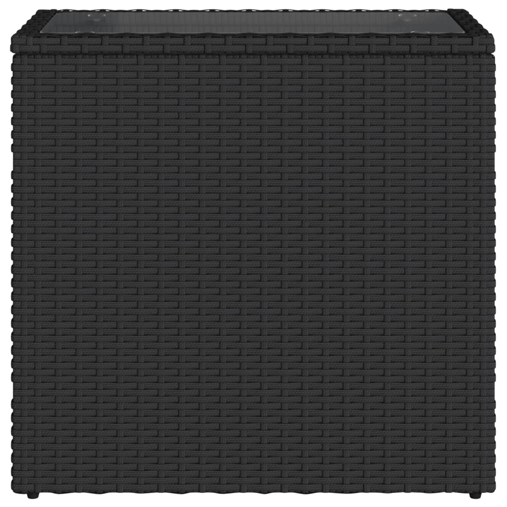 Tuinbijzettafel Met Glazen Blad 58X27,5X55 Cm Poly Rattan Zwart