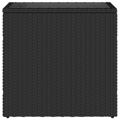 Tuinbijzettafel Met Glazen Blad 58X27,5X55 Cm Poly Rattan Zwart