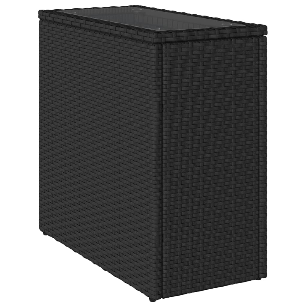 Tuinbijzettafel Met Glazen Blad 58X27,5X55 Cm Poly Rattan Zwart