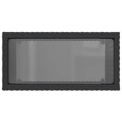Tuinbijzettafel Met Glazen Blad 58X27,5X55 Cm Poly Rattan Zwart