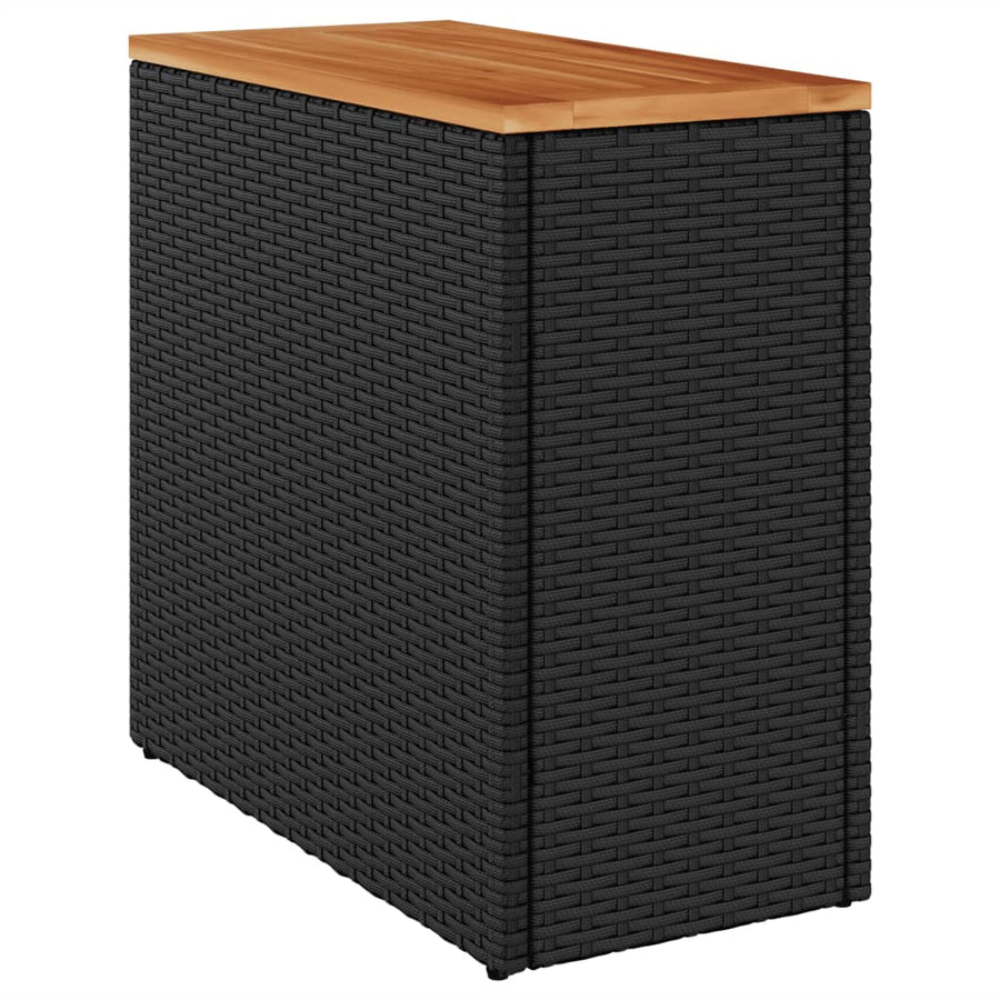 Tuinbijzettafel Met Houten Blad 58X27,5X55 Cm Poly Rattan Zwart