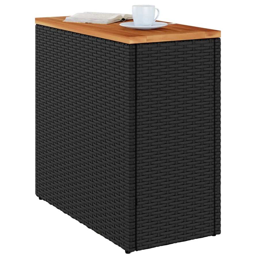 Tuinbijzettafel Met Houten Blad 58X27,5X55 Cm Poly Rattan Zwart