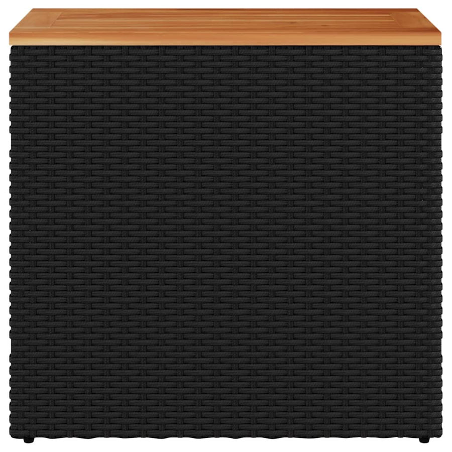 Tuinbijzettafel Met Houten Blad 58X27,5X55 Cm Poly Rattan Zwart